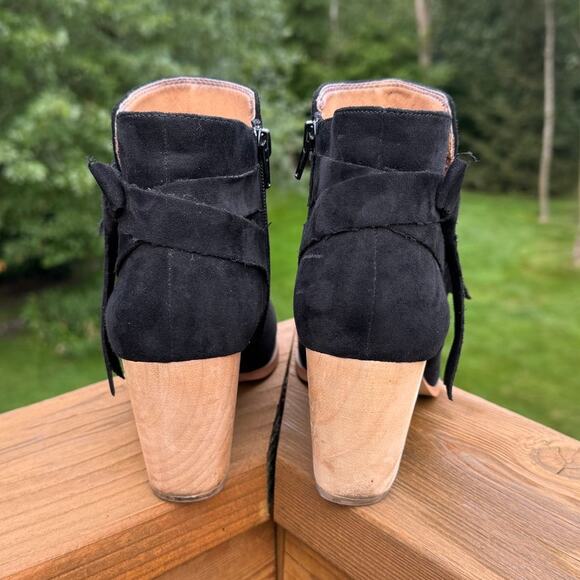 Free People x Faryl Robin size 8 Alameda Black Vegan Suede Wood Heel Booties - Picture 5 of 13
